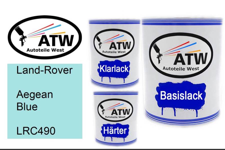 Land-Rover, Aegean Blue, LRC490: 1L Lackdose + 1L Klarlack + 500ml Härter - Set, von ATW Autoteile West.